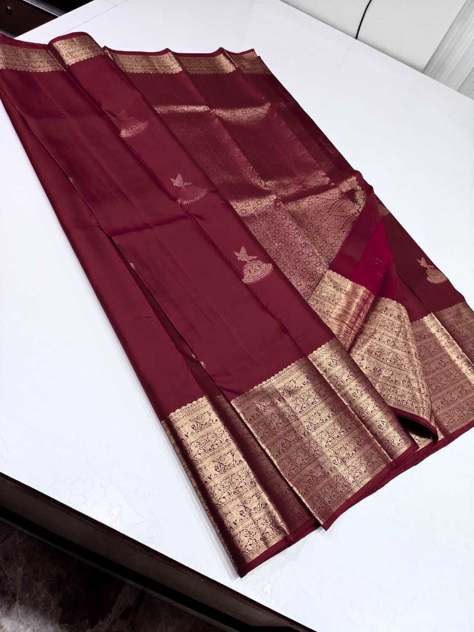 Maroon Zari Border Traditional Kancheepuram Silk Saree